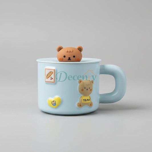 Ceramic Cute Bear Mug with Silicone Lid
