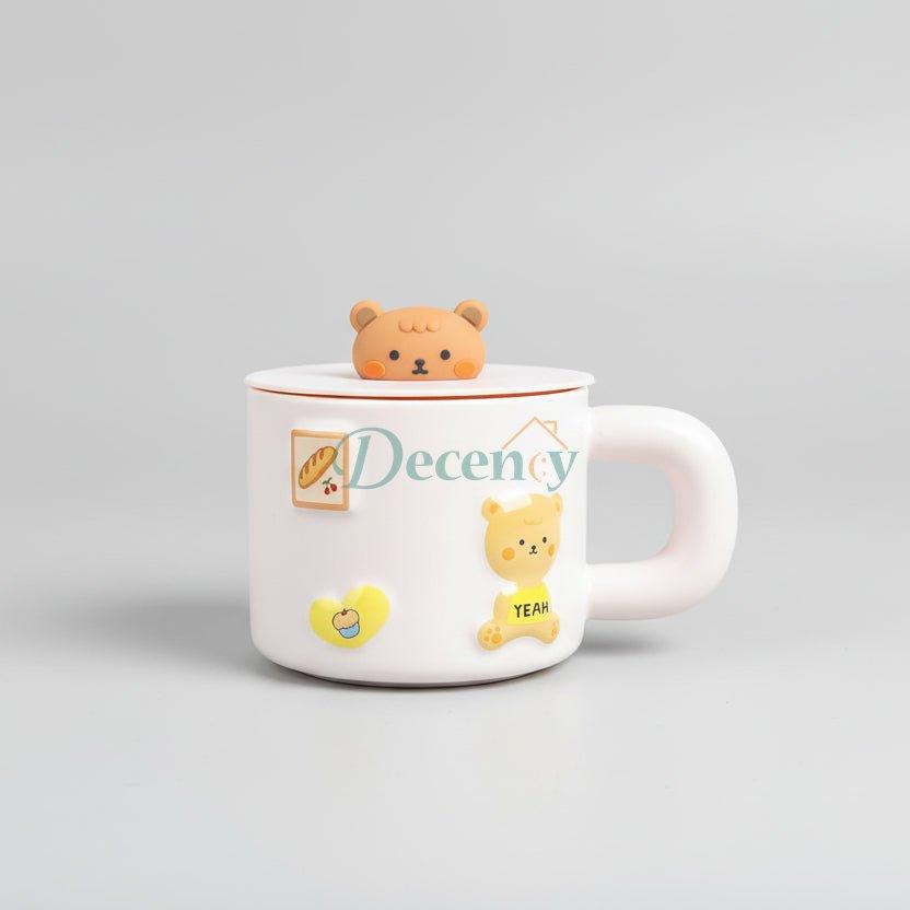 Ceramic Cute Bear Mug with Silicone Lid