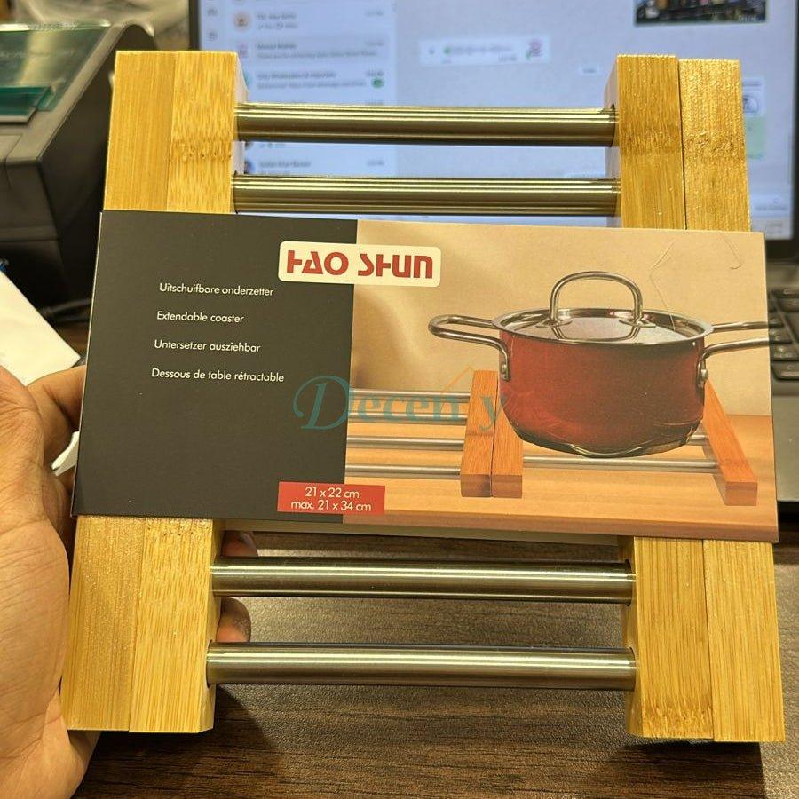 Bamboo and Stainless Steel - Extendable Trivet