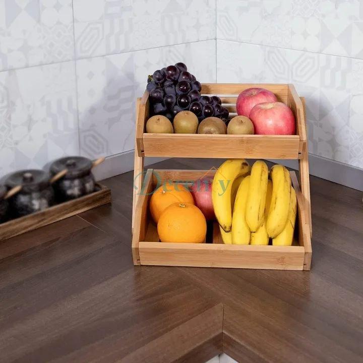 2-Tier Metal Fruit & Vegetable Storage Basket Stand