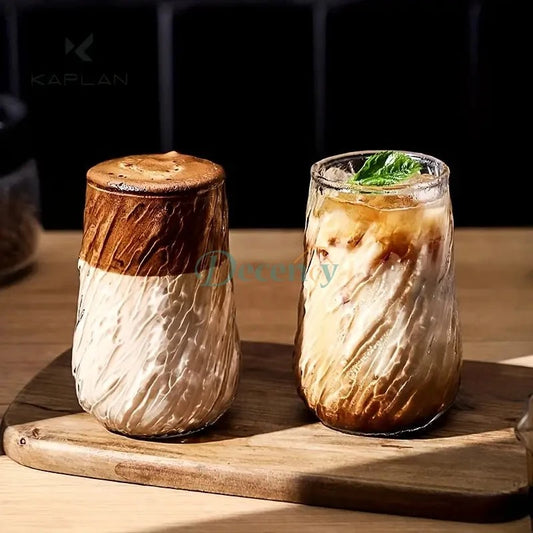 Glass Mug with Elegant Swirl Design ( 400 ML )