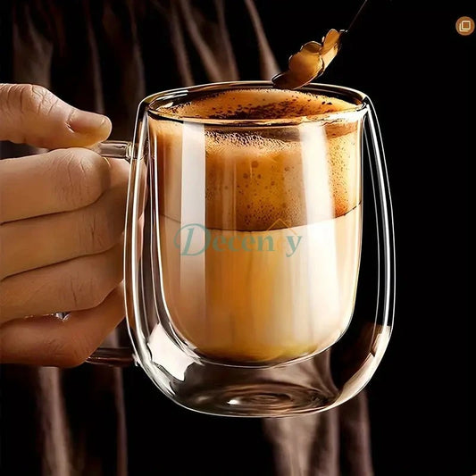 Double-Walled Insulated Borosilicate Glass Coffee Mugs