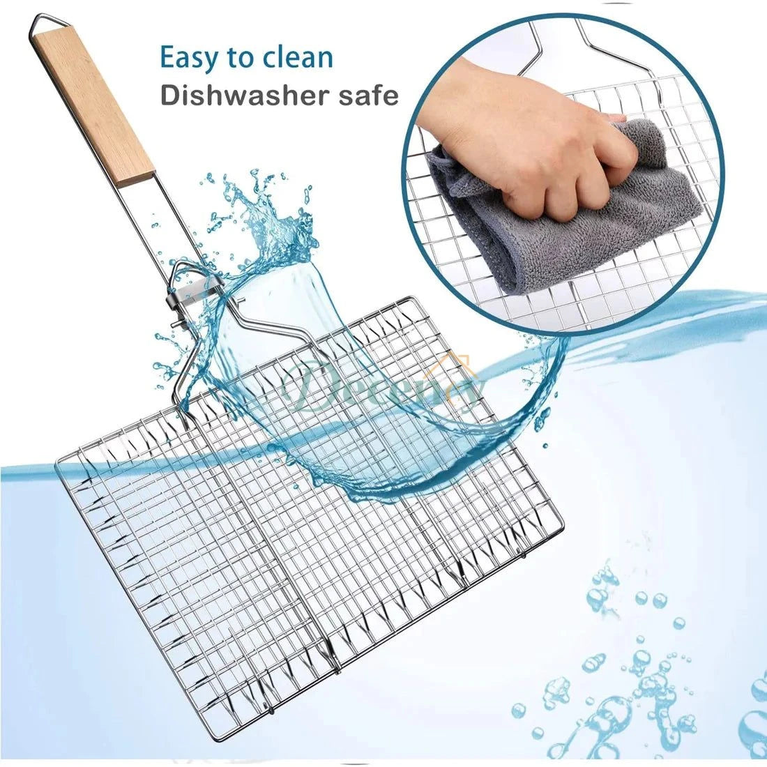 Barbecue Grill Basket with Wood Handle - Decency