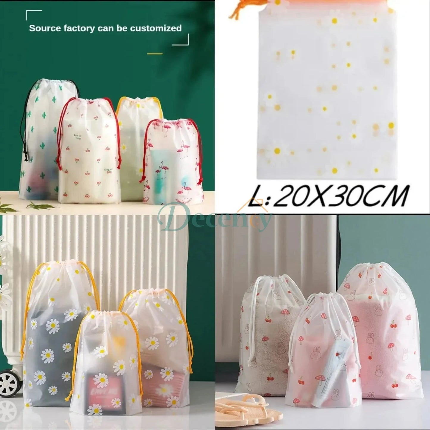 Waterproof Daisy Drawstring Bag Portable Travel Organizer