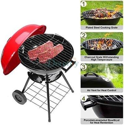Portable Charcoal BBQ Kettle Grill & Smoker Trolley – Foldable Outdoor