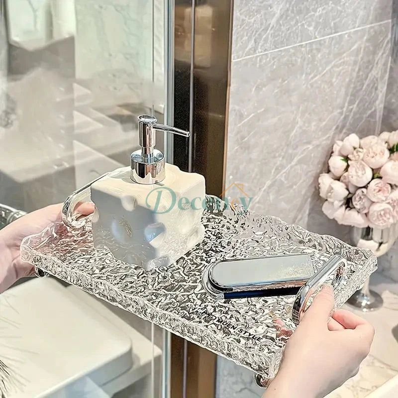 Luxury Acrylic Crystal Vanity Tray with Handles