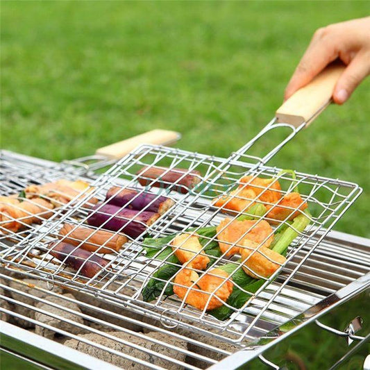 Barbecue Grill Basket with Wood Handle - Decency