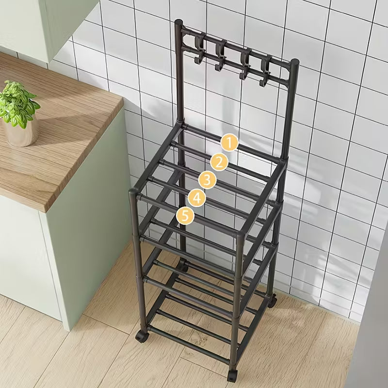 Adjustable Metal Storage Shelf with Wheels