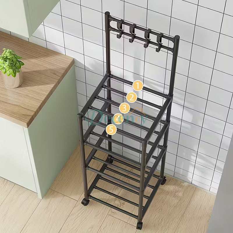 Adjustable Metal Storage Shelf with Wheels