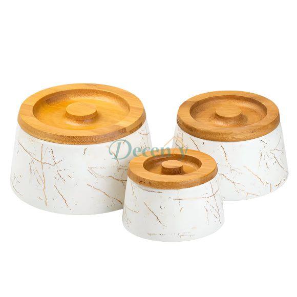 Ceramic Containers with Bamboo Lid 3 Pcs jars