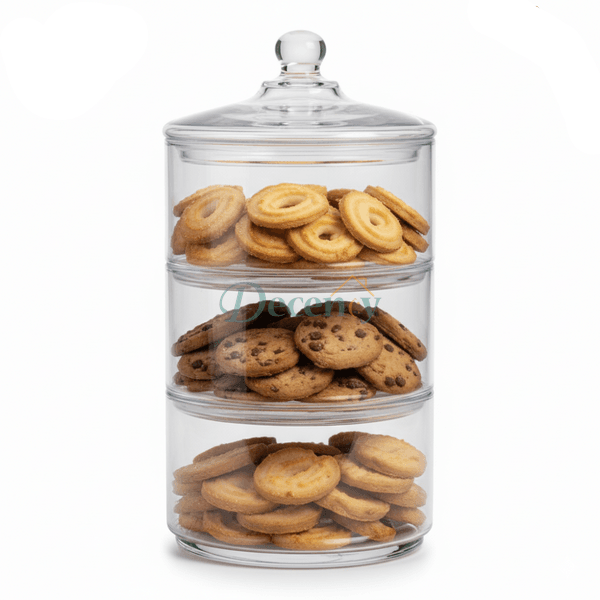 Danny Home 3-Partition Decorative Glass Jar Set