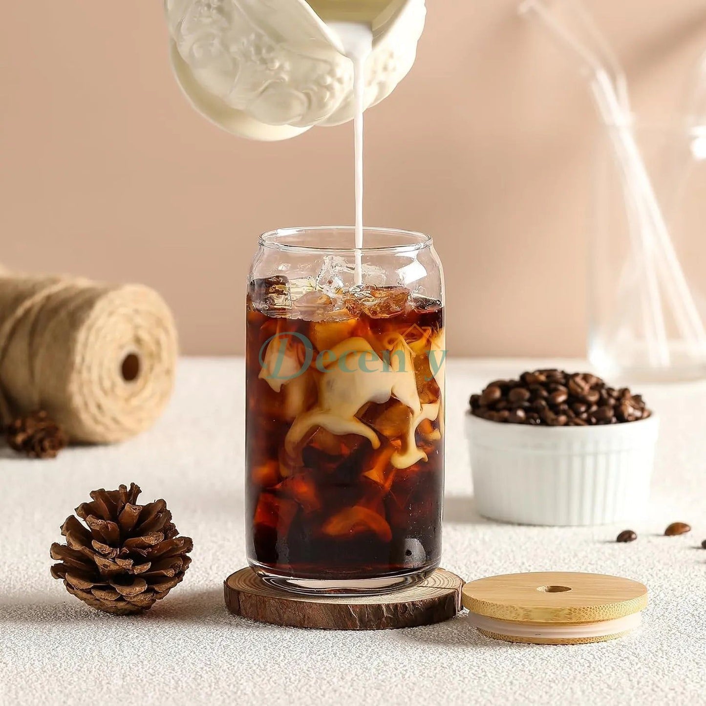 Durable Tea Juice Milk Glass Cup With Straw