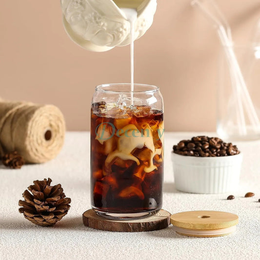 Durable Tea Juice Milk Glass Cup With Straw