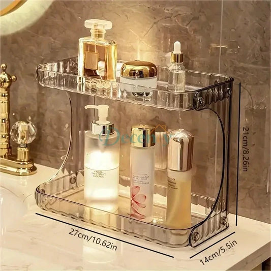 Elegant 2-Tier Acrylic Vanity Organizer - Maximize Your Space & Style