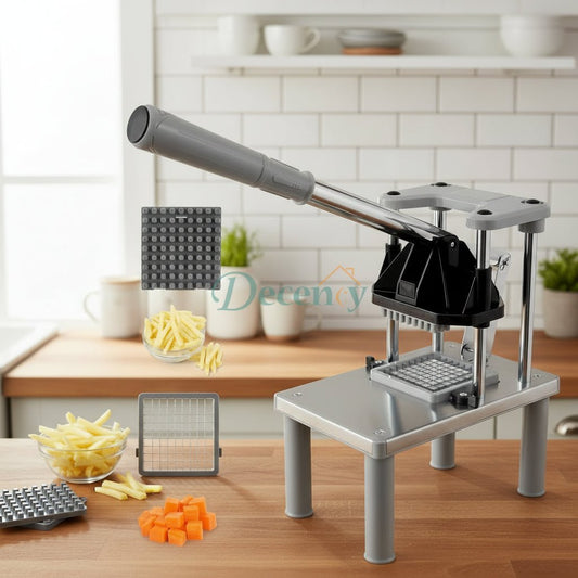 Commercial Vegetable Fruit Chopper, Stainless Steel French Fry Cutter with 4 Replacement Blades, Heavy Duty Vegetable Chopper Dicer for Potato Onion Carrot Cucumber