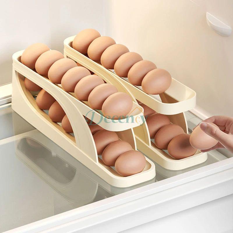 Automatic Rolling Egg Holder Rack Storage Box