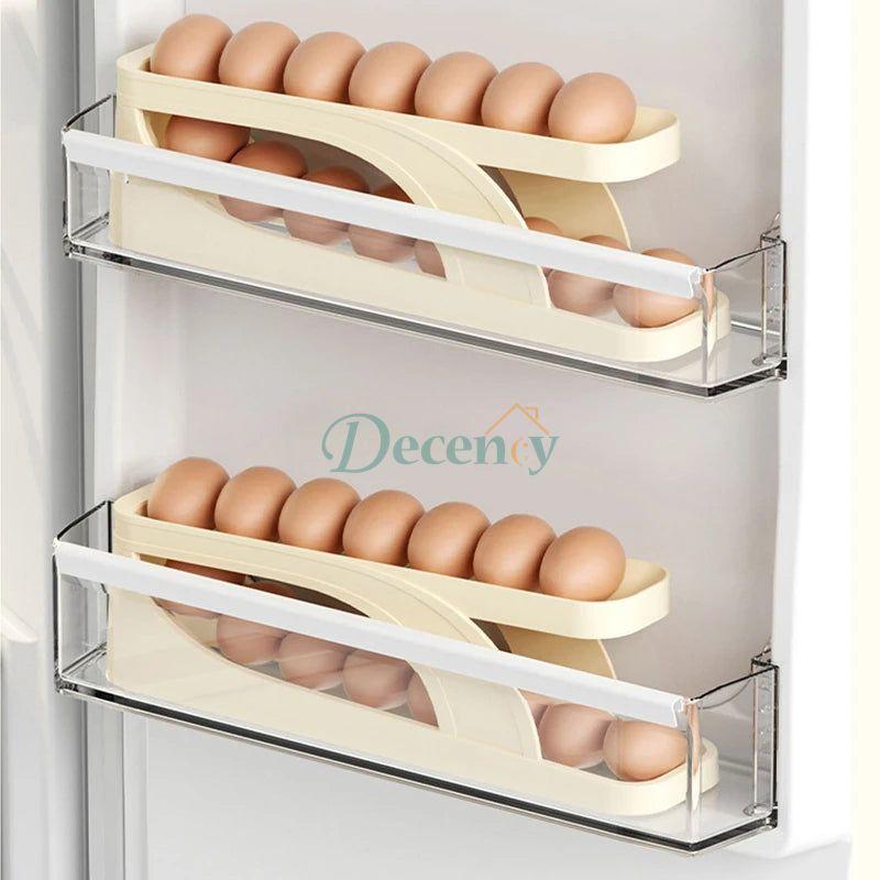 Automatic Rolling Egg Holder Rack Storage Box