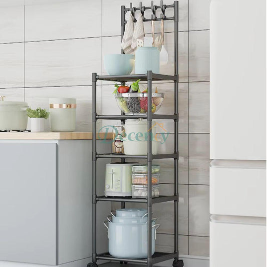 Adjustable Metal Storage Shelf with Wheels
