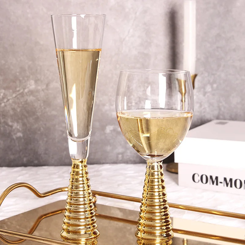 Crystal Wine Glass with Screw Thread 6 Pcs