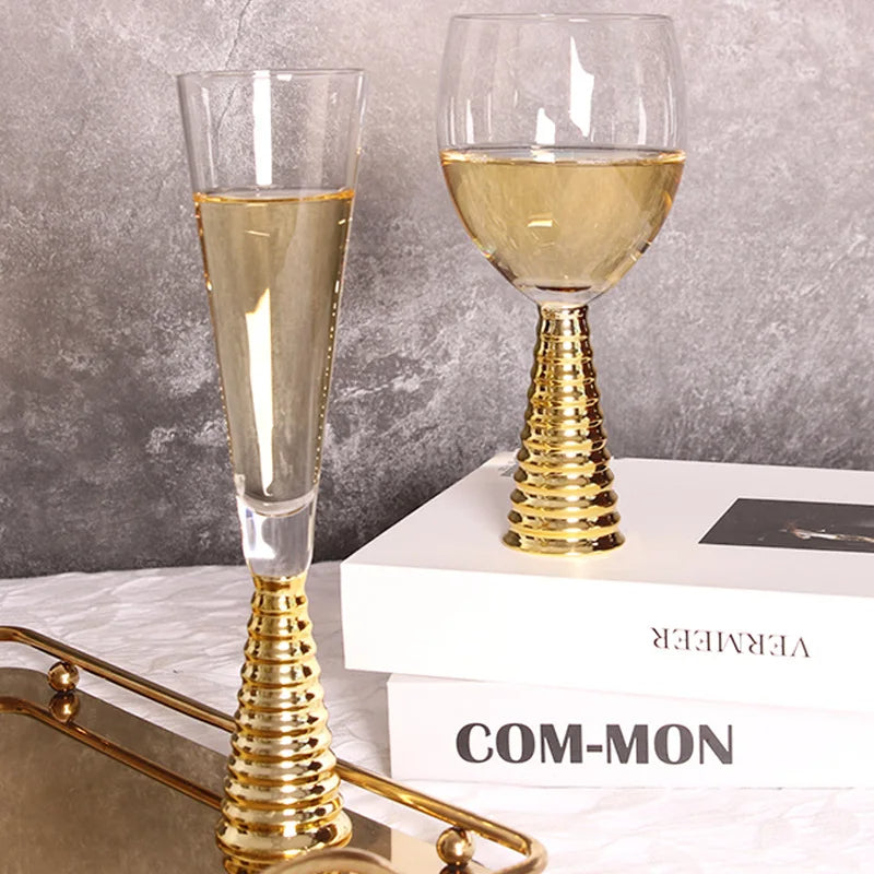 Crystal Wine Glass with Screw Thread 6 Pcs