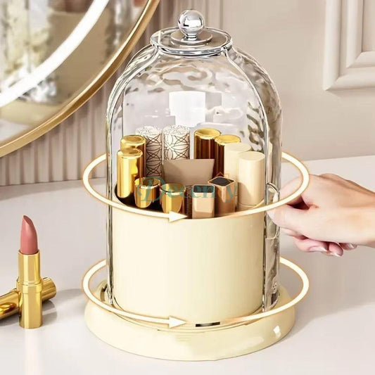 GlamSpin Rotating Makeup Brush Organizer – Dust-Proof Tube with Compartments