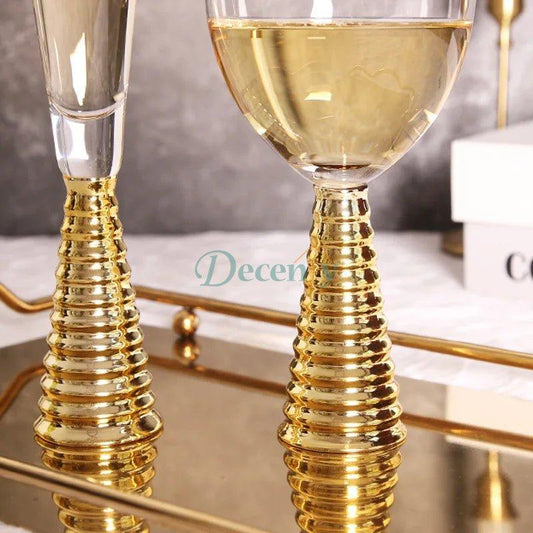 Crystal Wine Glass with Screw Thread 6 Pcs