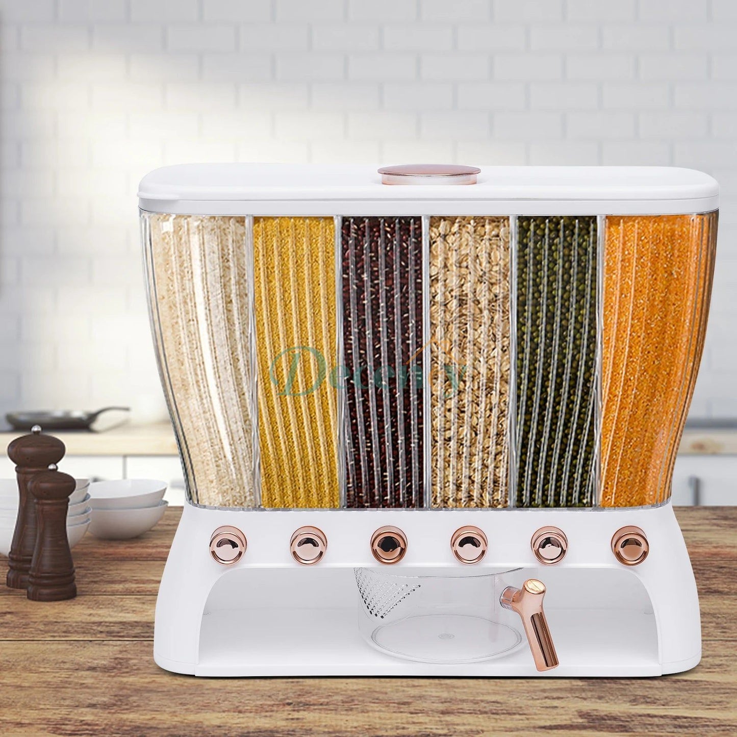 6 Compartment Cereal Dispenser Storage Organizer 10KG