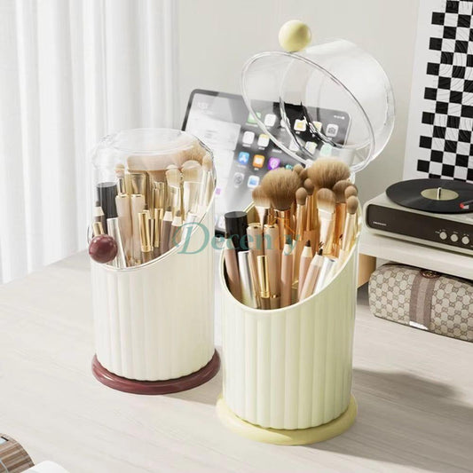 Large Capacity Makeup Brush Storage Box – Dust-Proof Cosmetic Organizer with Compartments