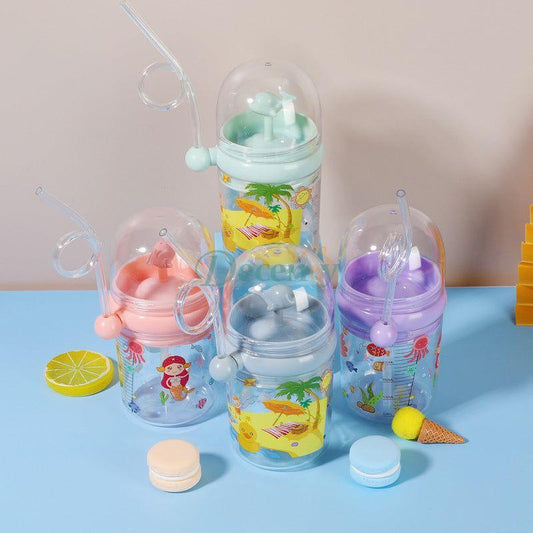 Baby Water Bottle (250ML) Cartoon Whale Children Cup Baby Feeding Bottle Sraw - Decency