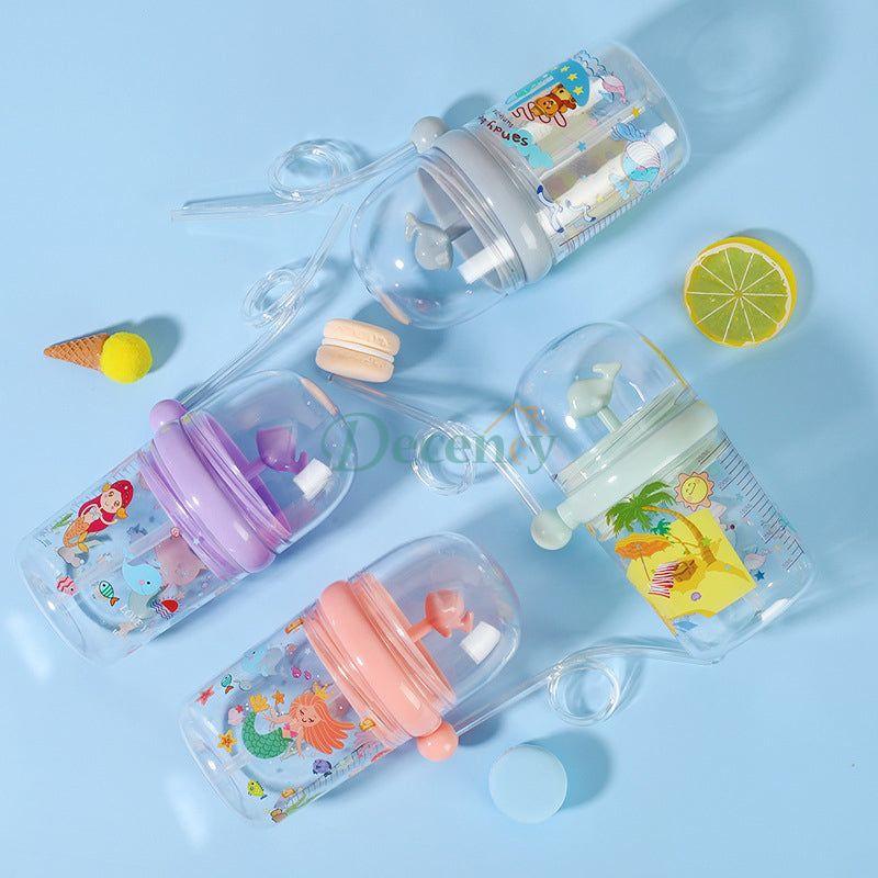 Baby Water Bottle (250ML) Cartoon Whale Children Cup Baby Feeding Bottle Sraw - Decency