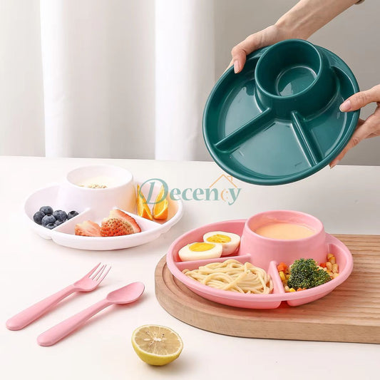 4 Compartment Round Plastic Dinner Plate