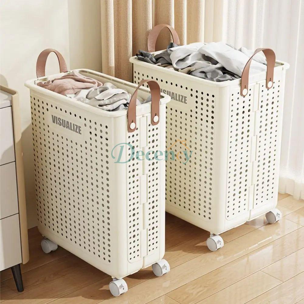 Large Capacity Movable Folding Laundry basket