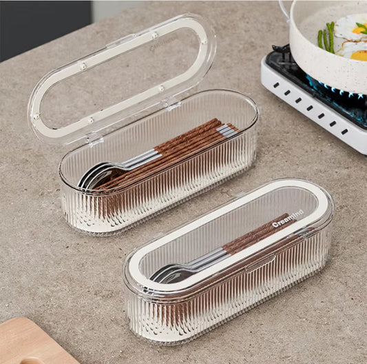 2 in 1 Cutlery Organizer, Kitchen Utensil Organizer with Draining Tray