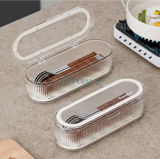 2 in 1 Cutlery Organizer, Kitchen Utensil Organizer with Draining Tray
