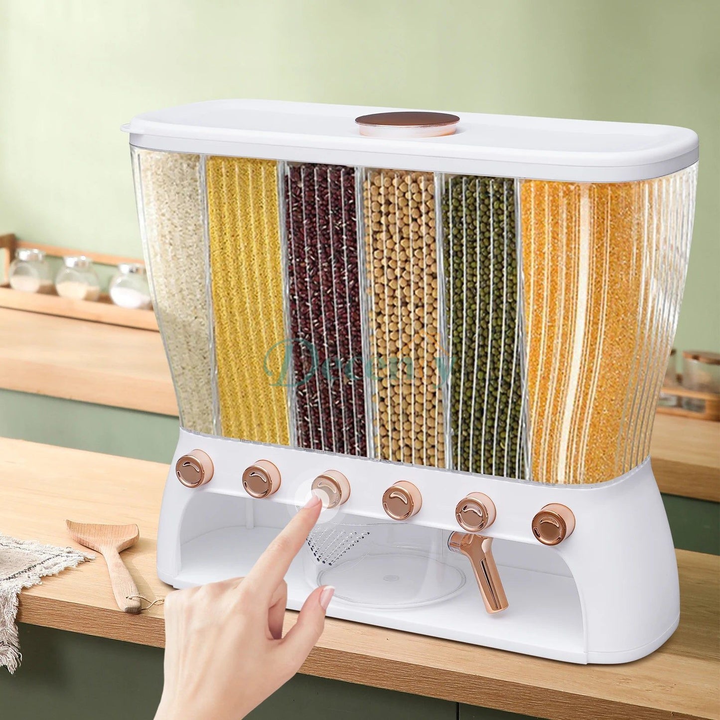 6 Compartment Cereal Dispenser Storage Organizer 10KG