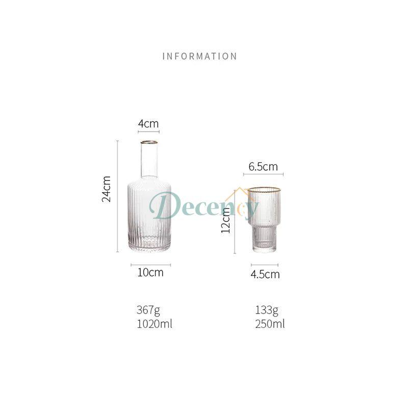 Jug and Glass Water Sets of 5- Vertical Stripe Fluted Bottom Design