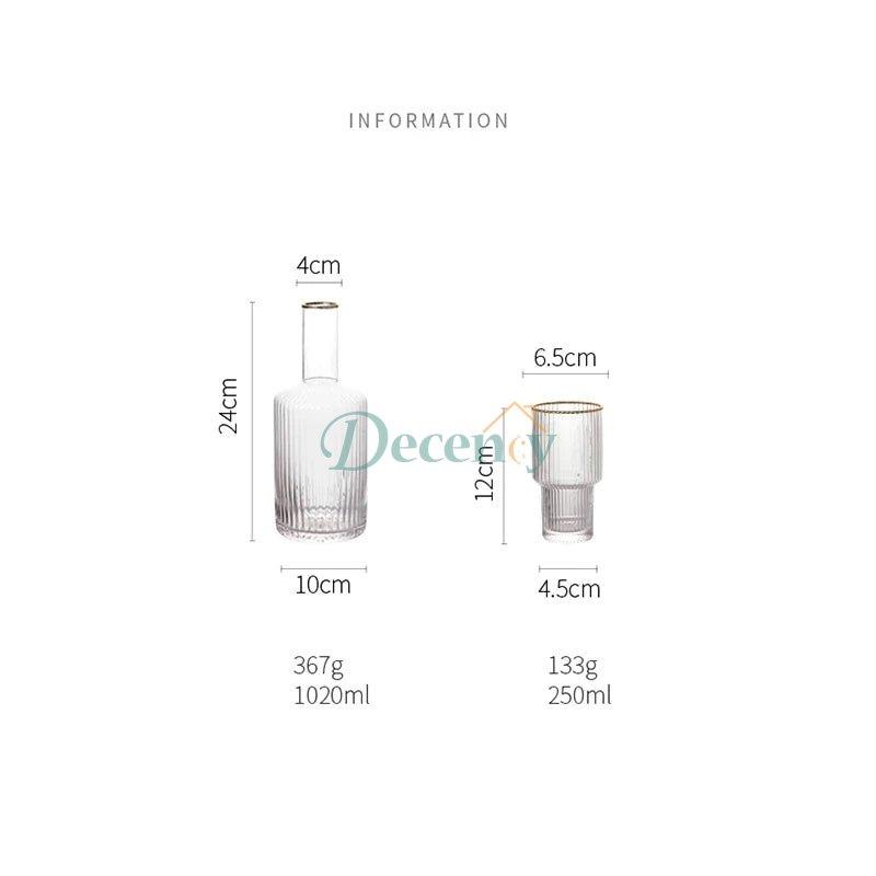 Jug and Glass Water Sets of 5- Vertical Stripe Fluted Bottom Design