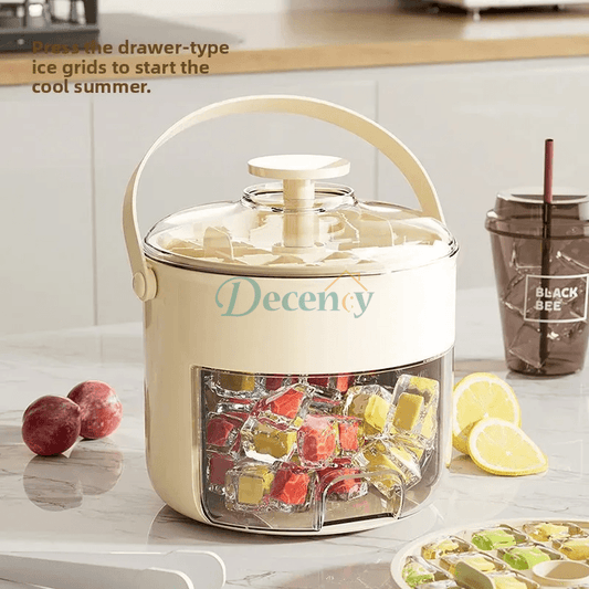 Portable Round Ice Bucket – Drawer Style Large Capacity Ice Tray