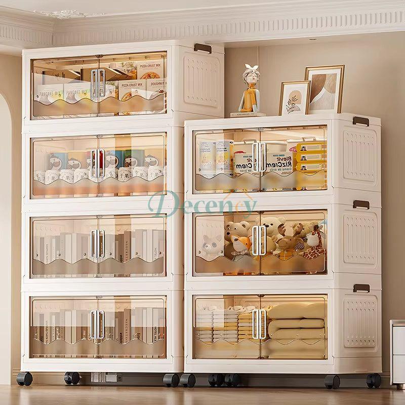 Plastic Foldable Closet Stackable Storage Box Organizer with Lid