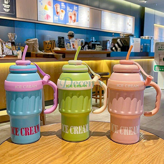 Tumbler 1000ml with Handle Straw