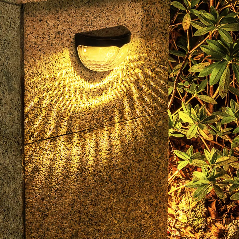 4 Pcs Solar Fence Lights Outdoor, Wireless LED Garden Lights Solar