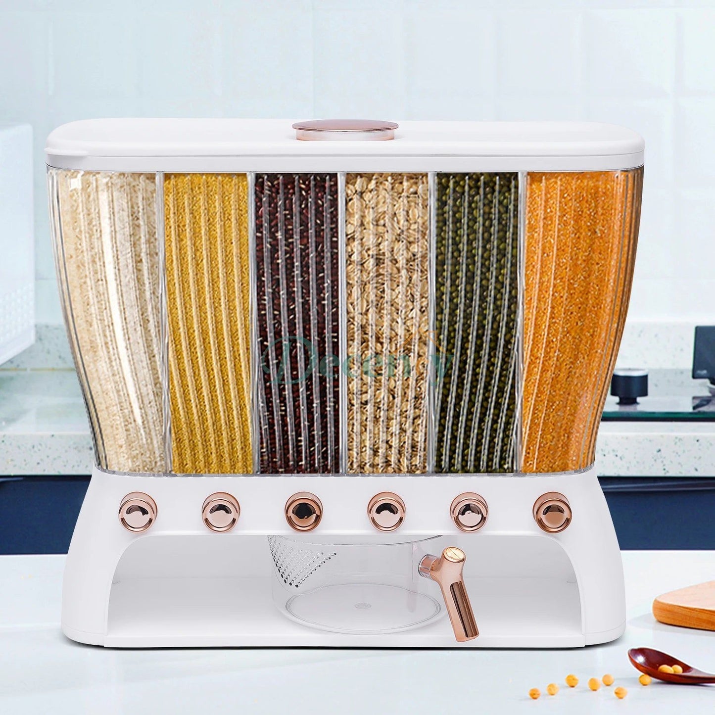6 Compartment Cereal Dispenser Storage Organizer 10KG