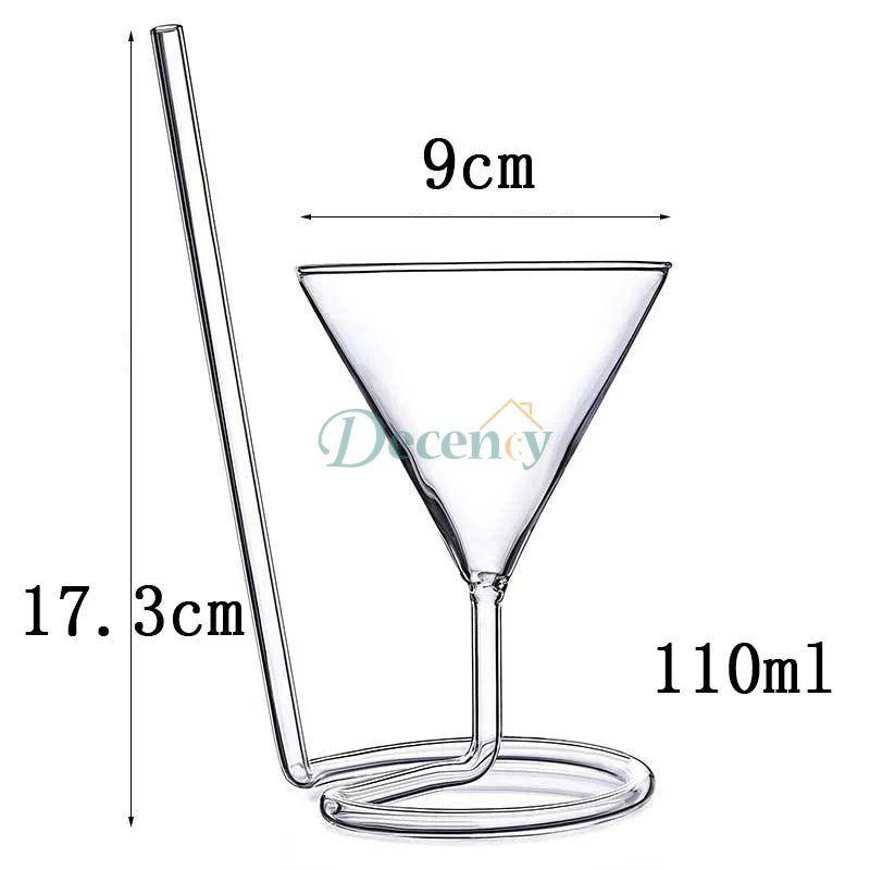 Creative Glass Spiral Cocktail Cup Straw Wine Glass