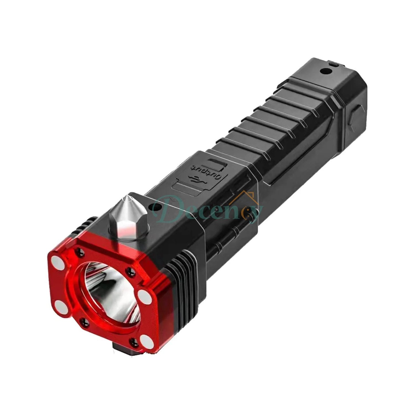 LED Flashlight with Safety Hammer Side Light Torch Light