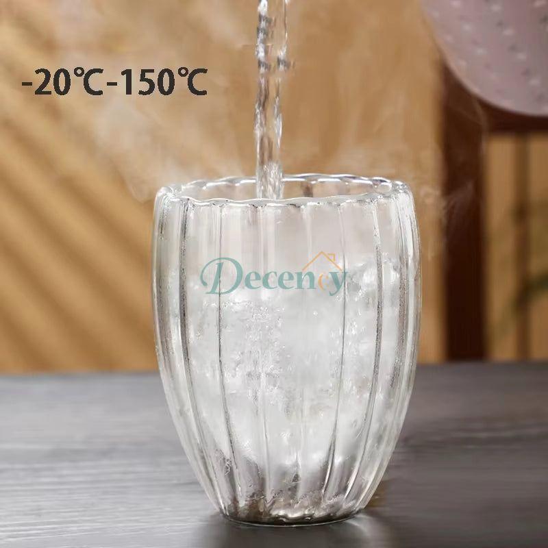 Striped Double-Layered Glass Cup (350 mL)