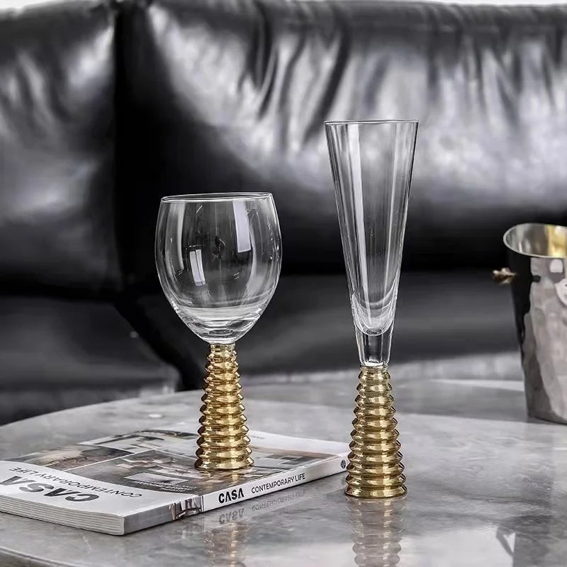 Crystal Wine Glass with Screw Thread 6 Pcs