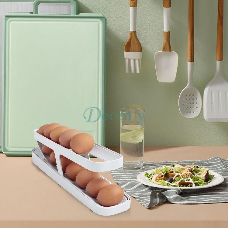 Automatic Rolling Egg Holder Rack Storage Box