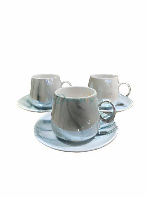 Coffee Mug Tea Set of 6 Cup and Plate Small