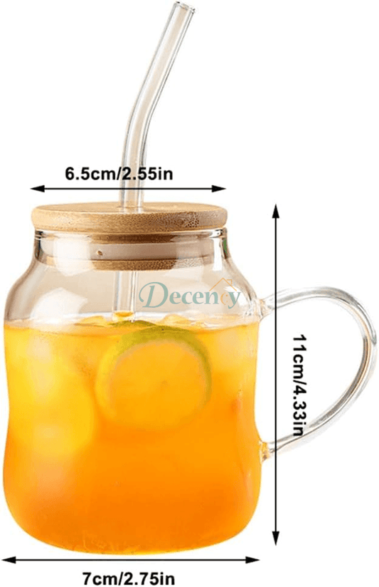 Glass Tumbler with Straw and Lid Drinking Glasses Iced Coffee Cup Glass for Smoothie Soda Tea