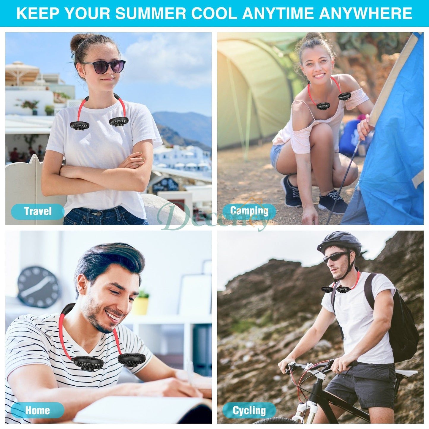 Rechargeable Potable Dual Head Neck Fan - Decency